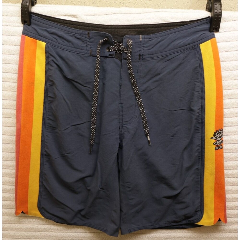 Rip Curl Mirage Boardshorts Mens 30 Navy Blue Retro Sunset Stripe Cordura Surf